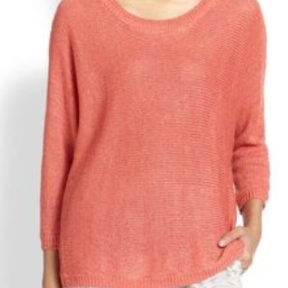 Joie | Open Knit Emilie Linen Sweater Pullover Coral Small - Picture 1 of 3